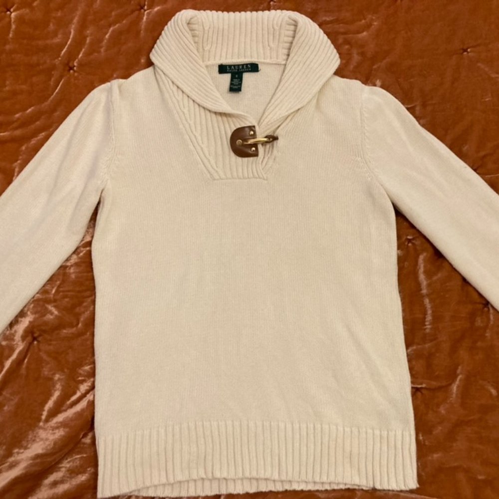 Women's Ralph Lauren White Sweater in Size Small